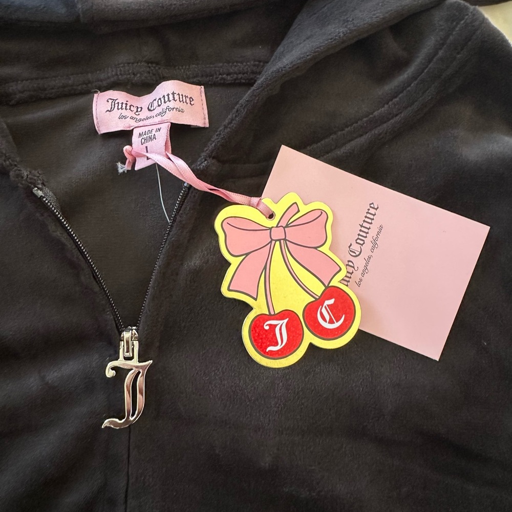 Juicy Couture Black Velour Zip-up Jacket - Picture 3 of 9
